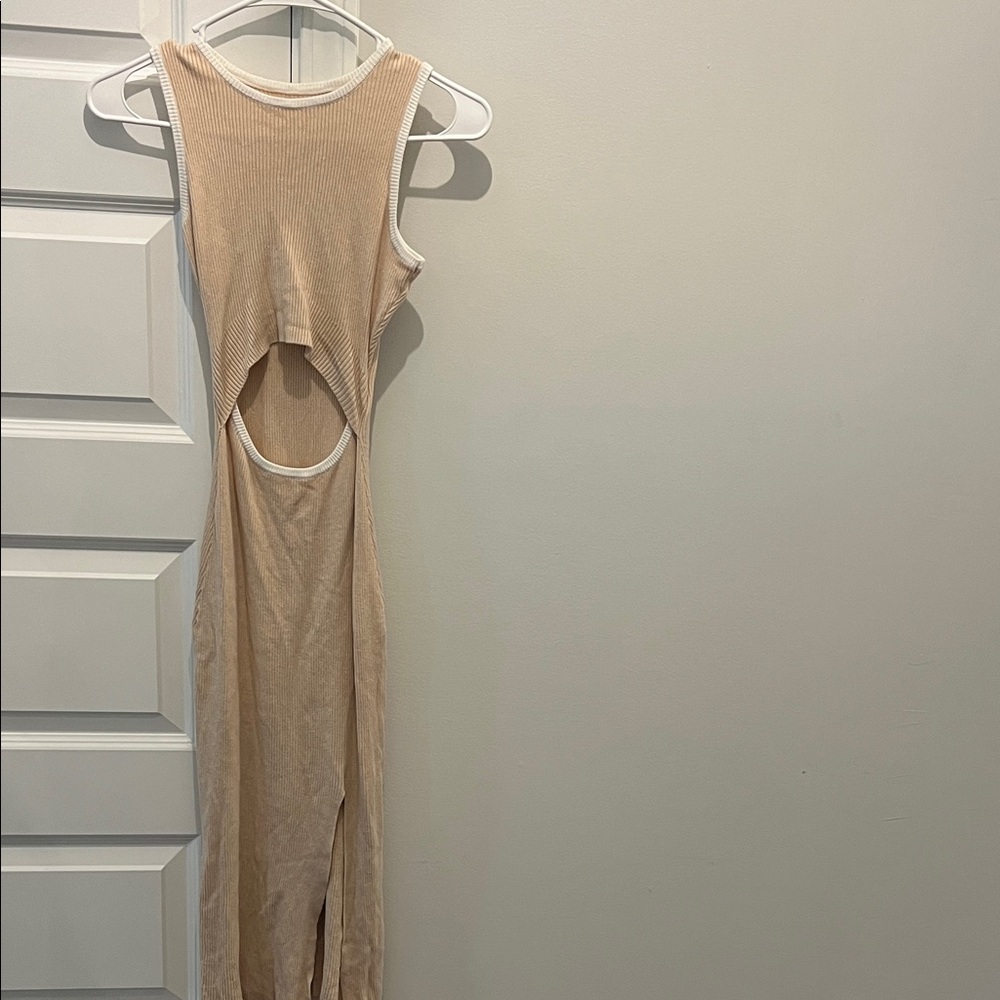 Tan Sleeveless cutout Dress